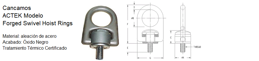 Anillo de elevación giratorio forjado