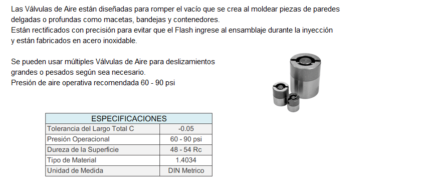 Válvulas de Aire Métrico